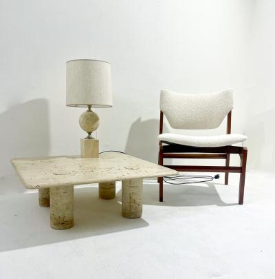 Angelo Mangiarotti Mid Century Modern Travertine Coffee Table by Angelo Mangiarotti