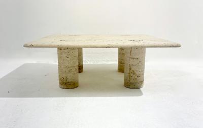 Angelo Mangiarotti Mid Century Modern Travertine Coffee Table by Angelo Mangiarotti