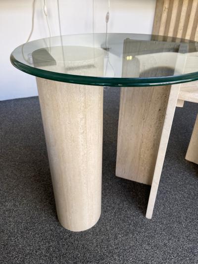 Angelo Mangiarotti Mid Century Modern Travertine Sculpture Gueridon Table Italy 1980s