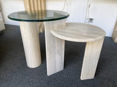 Angelo Mangiarotti Mid Century Modern Travertine Sculpture Gueridon Table Italy 1980s