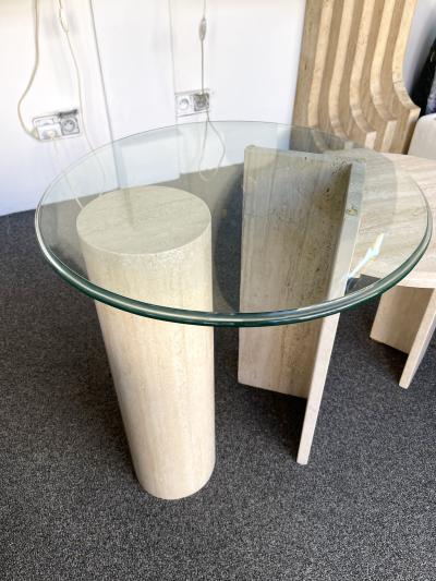 Angelo Mangiarotti Mid Century Modern Travertine Sculpture Gueridon Table Italy 1980s