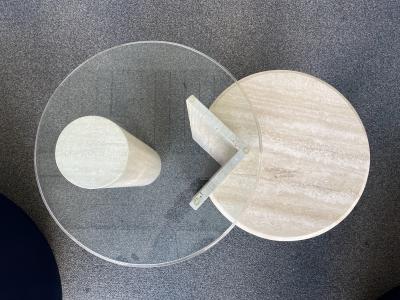 Angelo Mangiarotti Mid Century Modern Travertine Sculpture Gueridon Table Italy 1980s