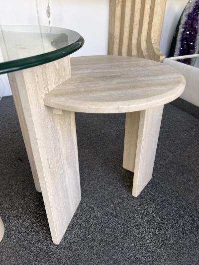 Angelo Mangiarotti Mid Century Modern Travertine Sculpture Gueridon Table Italy 1980s