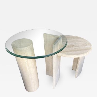 Angelo Mangiarotti Mid Century Modern Travertine Sculpture Gueridon Table Italy 1980s