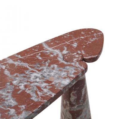Angelo Mangiarotti Midcentury Angelo Mangiarotti Italian Eros Console Coral Red Marble for Skipper