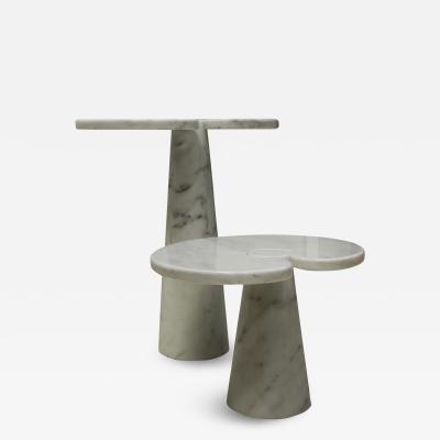 Angelo Mangiarotti Original Angelo Mangiarotti Italian Eros Carrara Marble Side Tables