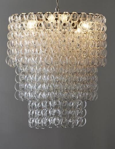 Angelo Mangiarotti Oval Glass Chandelier by Angelo Mangiarotti for Vistosi