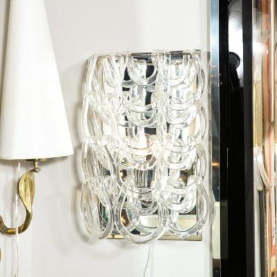 Angelo Mangiarotti Pair of Handblown Murano Glass Sconces by Angelo Mangiarotti for Vistosi