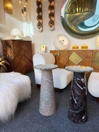 Angelo Mangiarotti Pair of Marble Side Tables Italy 1980s