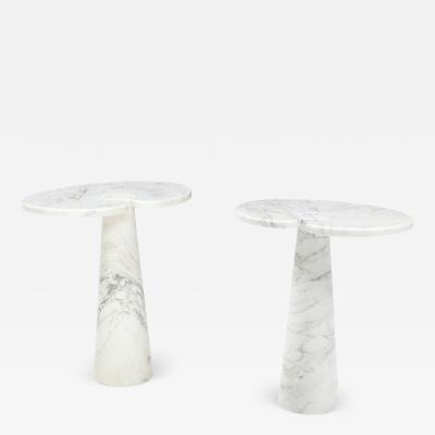 Angelo Mangiarotti Rare Pair of Eros Carrara Tall Marble Side Tables by Angelo Mangiarotti