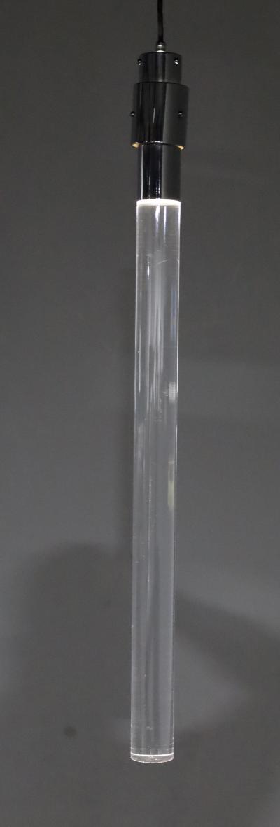 Angelo Mangiarotti Set of Four Angelo Mangiarotti Style Lucite and Metal Pendants