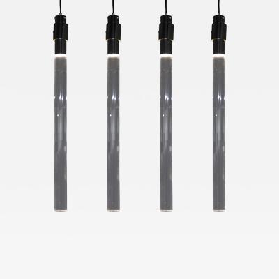 Angelo Mangiarotti Set of Four Angelo Mangiarotti Style Lucite and Metal Pendants