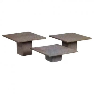 Angelo Mangiarotti Set of Three Italian Modern Travertine Tables