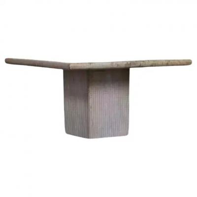 Angelo Mangiarotti Set of Three Italian Modern Travertine Tables