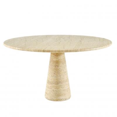Angelo Mangiarotti Travertine Pedestal Dining Table Italy 1970