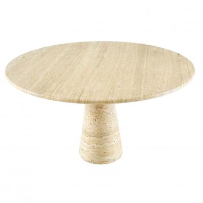 Angelo Mangiarotti Travertine Pedestal Dining Table Italy 1970