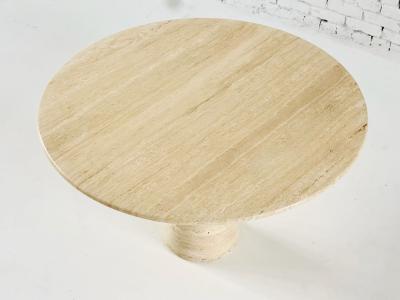 Angelo Mangiarotti Travertine Pedestal Dining Table Italy 1970