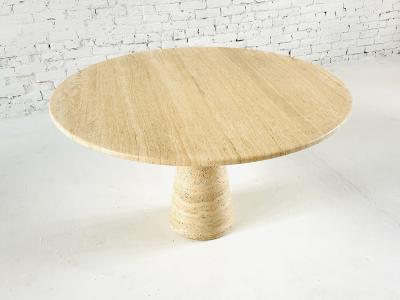 Angelo Mangiarotti Travertine Pedestal Dining Table Italy 1970