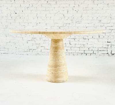 Angelo Mangiarotti Travertine Pedestal Dining Table Italy 1970