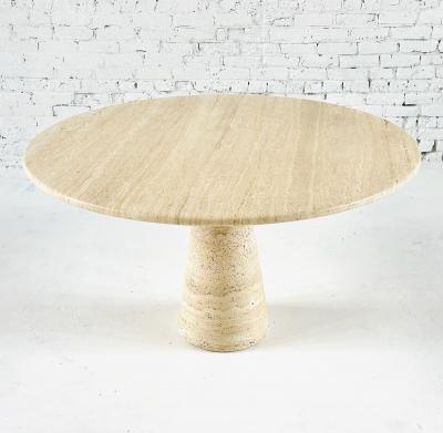 Angelo Mangiarotti Travertine Pedestal Dining Table Italy 1970