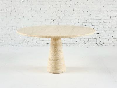 Angelo Mangiarotti Travertine Pedestal Dining Table Italy 1970