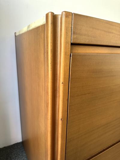 Angelo Mangiarotti Wood and Marble Dry Bar Cart by Angelo Mangiarotti for Molteni Italy 1960s