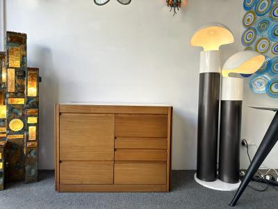 Angelo Mangiarotti Wood and Marble Dry Bar Cart by Angelo Mangiarotti for Molteni Italy 1960s