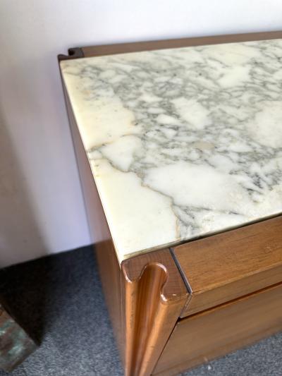 Angelo Mangiarotti Wood and Marble Dry Bar Cart by Angelo Mangiarotti for Molteni Italy 1960s