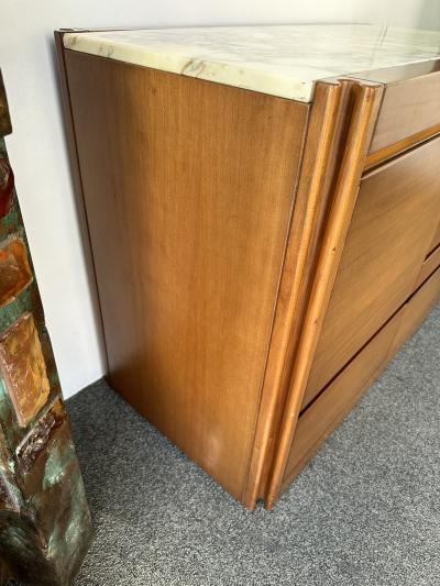 Angelo Mangiarotti Wood and Marble Dry Bar Cart by Angelo Mangiarotti for Molteni Italy 1960s