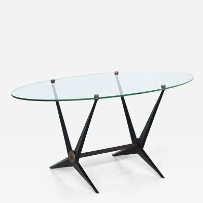 Angelo Ostuni Angelo Ostuni oval coffee table metal and glass Italy 1950