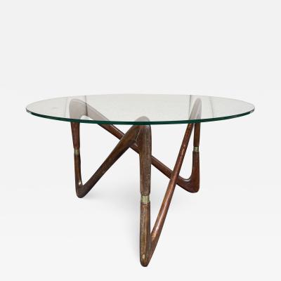 Angelo Ostuni Italian Mid Century Wood and Brass Coffee Table Italy 1950s