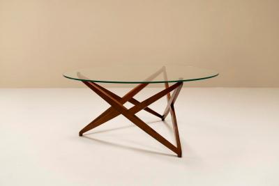 Angelo Ostuni Round Coffee Table with Star shaped Base by Angelo Ostuni Italy 1960s