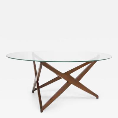 Angelo Ostuni Star Shaped Wood and Glass Coffee Table by Angelo Ostuni