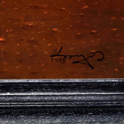 Angelos Panayiotou A Large Allegory Oil Painting in Frame by Greek Artist Angelos Panayiotou