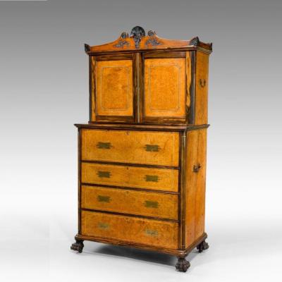 Anglo Chinese Amboyna and secretaire bookcase 