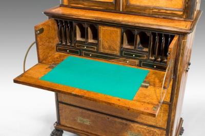 Anglo Chinese Amboyna and secretaire bookcase 
