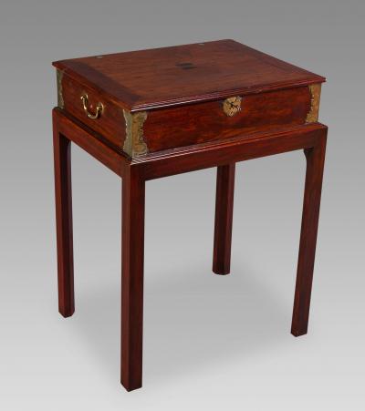 Anglo Chinese Padouk And Brass Mounted Scholars Writing Box