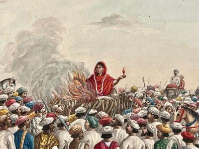 Anglo Indian Company School Suttee Watercolour Paintings Set of Two circa 1810