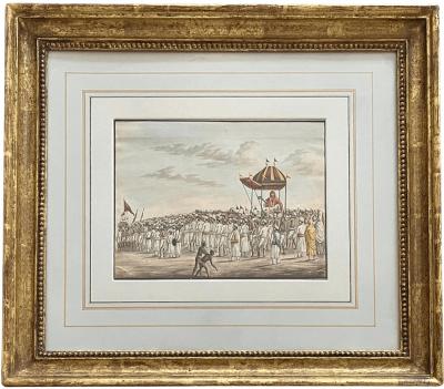 Anglo Indian Company School Suttee Watercolour Paintings Set of Two circa 1810