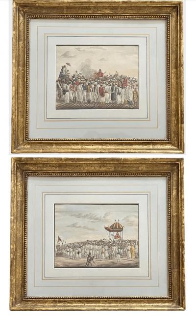 Anglo Indian Company School Suttee Watercolour Paintings Set of Two circa 1810