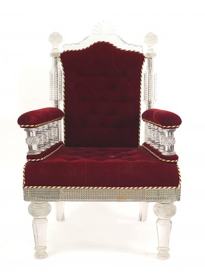 Anglo Indian Crystal Red Velvet Chair