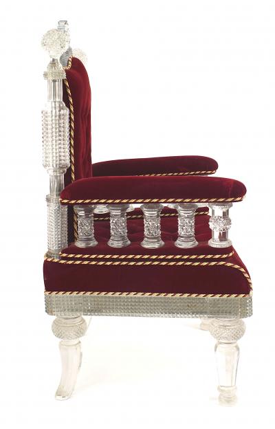Anglo Indian Crystal Red Velvet Chair