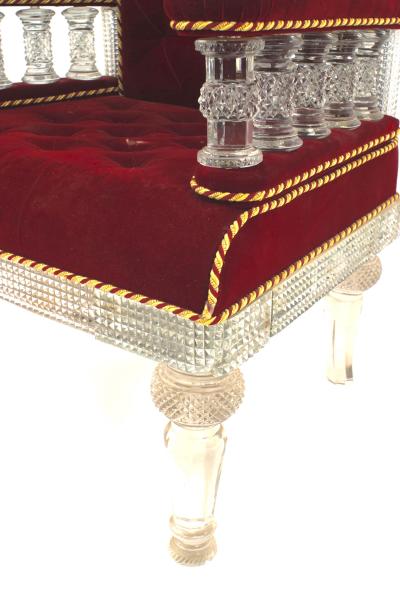 Anglo Indian Crystal Red Velvet Chair