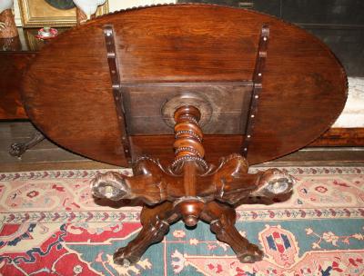 Anglo Indian Oval Rosewood Pedestal Table