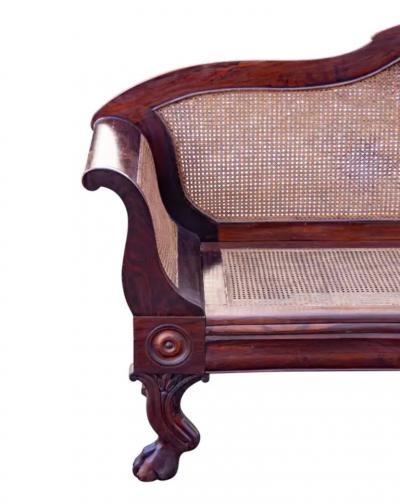 Anglo Indian Rosewood And Caned Settee
