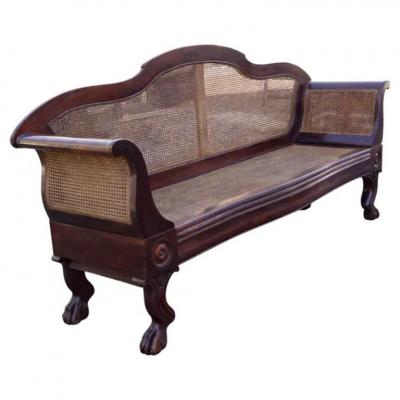 Anglo Indian Rosewood And Caned Settee