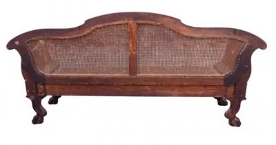 Anglo Indian Rosewood And Caned Settee