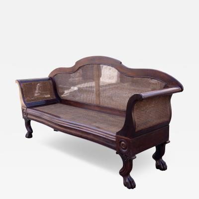 Anglo Indian Rosewood And Caned Settee