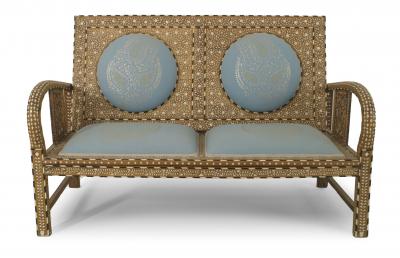 Anglo Indian Teak Upholstered Loveseat