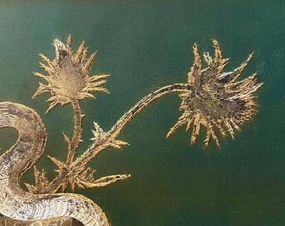 Anglo Indian Zoological Silkwork Embroidery in Original Ebony Frame circa 1840